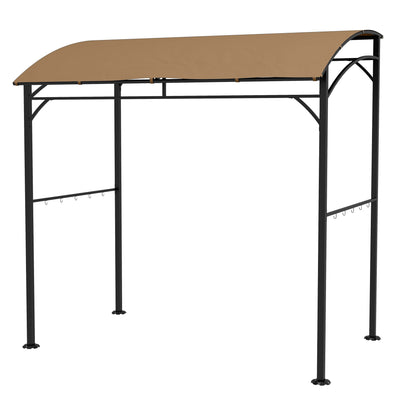 Outsunny BBQ Grill Gazebo 7'x5', Garden Grill Canopy with Steel Frame & Hooks, Outdoor Sun Shade, Dark Brown 