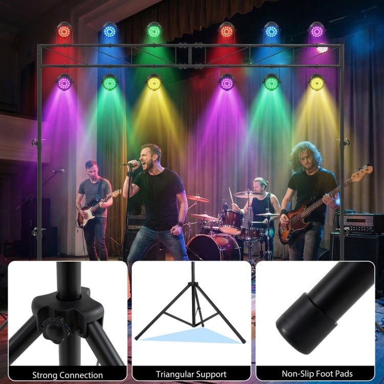 Portable Lighting Truss System Height Adjustable DJ Light Stand with 2 Folding Tripods