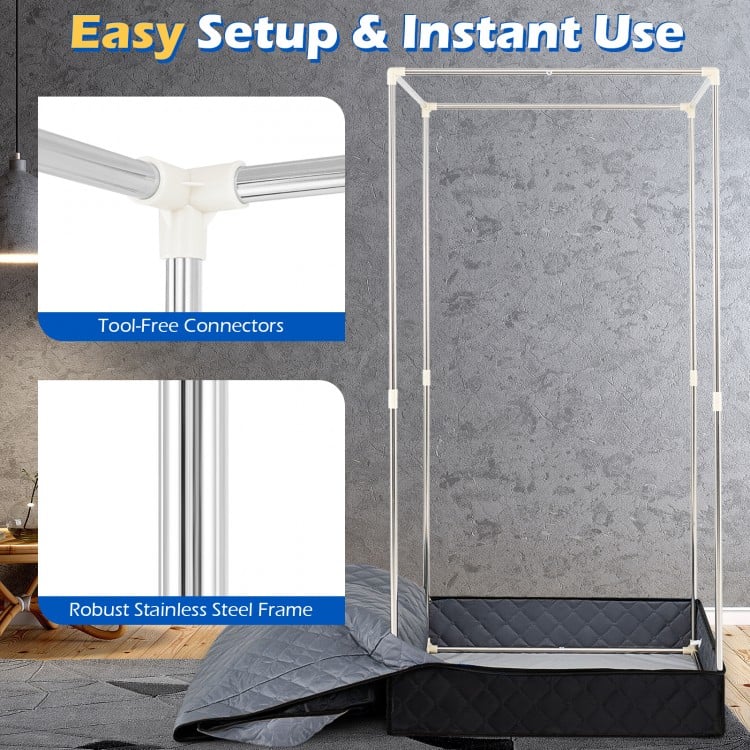 Portable Steam Sauna Box with 3L/1200W Fast-Heat Steamer and 15-Level Temperature