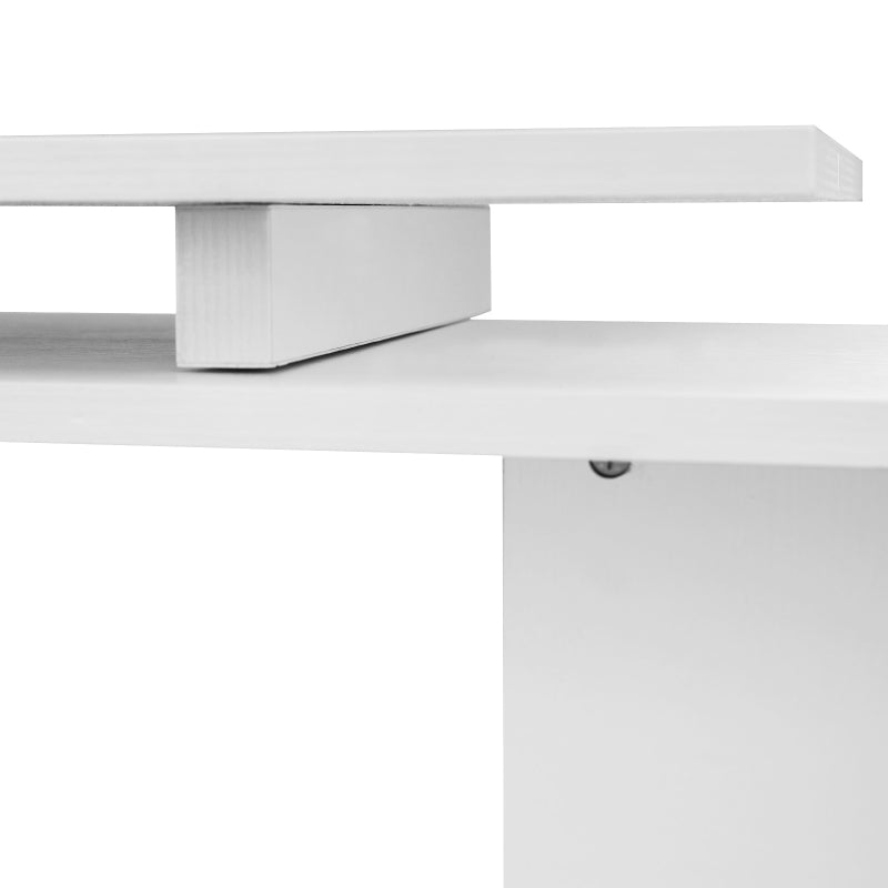 55" Corner Computer Desk, 360° Rotating L-Shaped Desk, Home Office Workstation with 3-Tier Shelves, Bookshelf, White