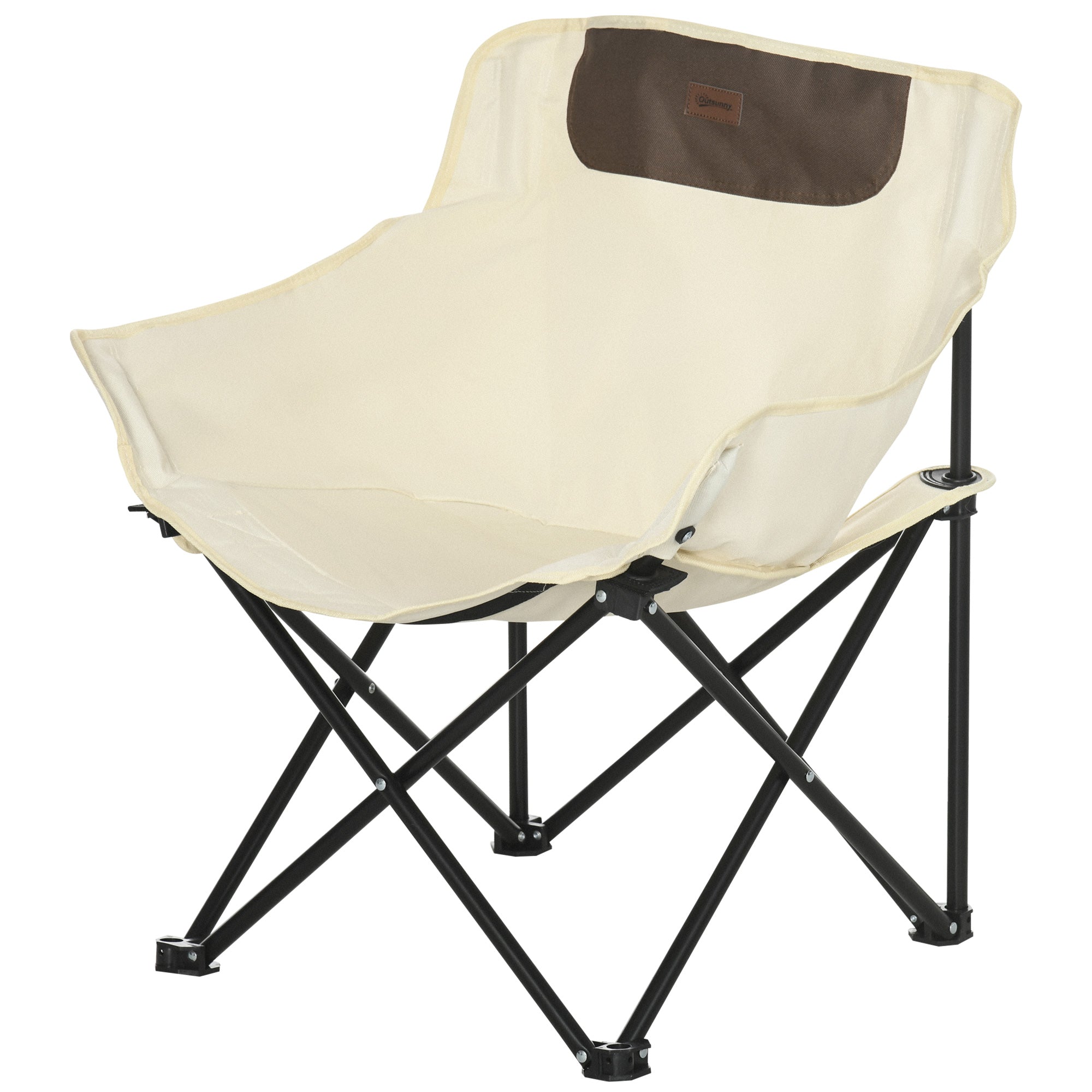 Outsunny Folding Camping Chair Lightweight Portable Chair for Outdoor Hiking Backpacking with Carry Bag Side Pocket White 