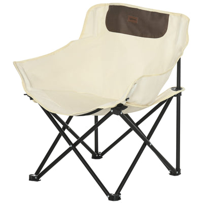 Outsunny Folding Camping Chair Lightweight Portable Chair for Outdoor Hiking Backpacking with Carry Bag Side Pocket White 