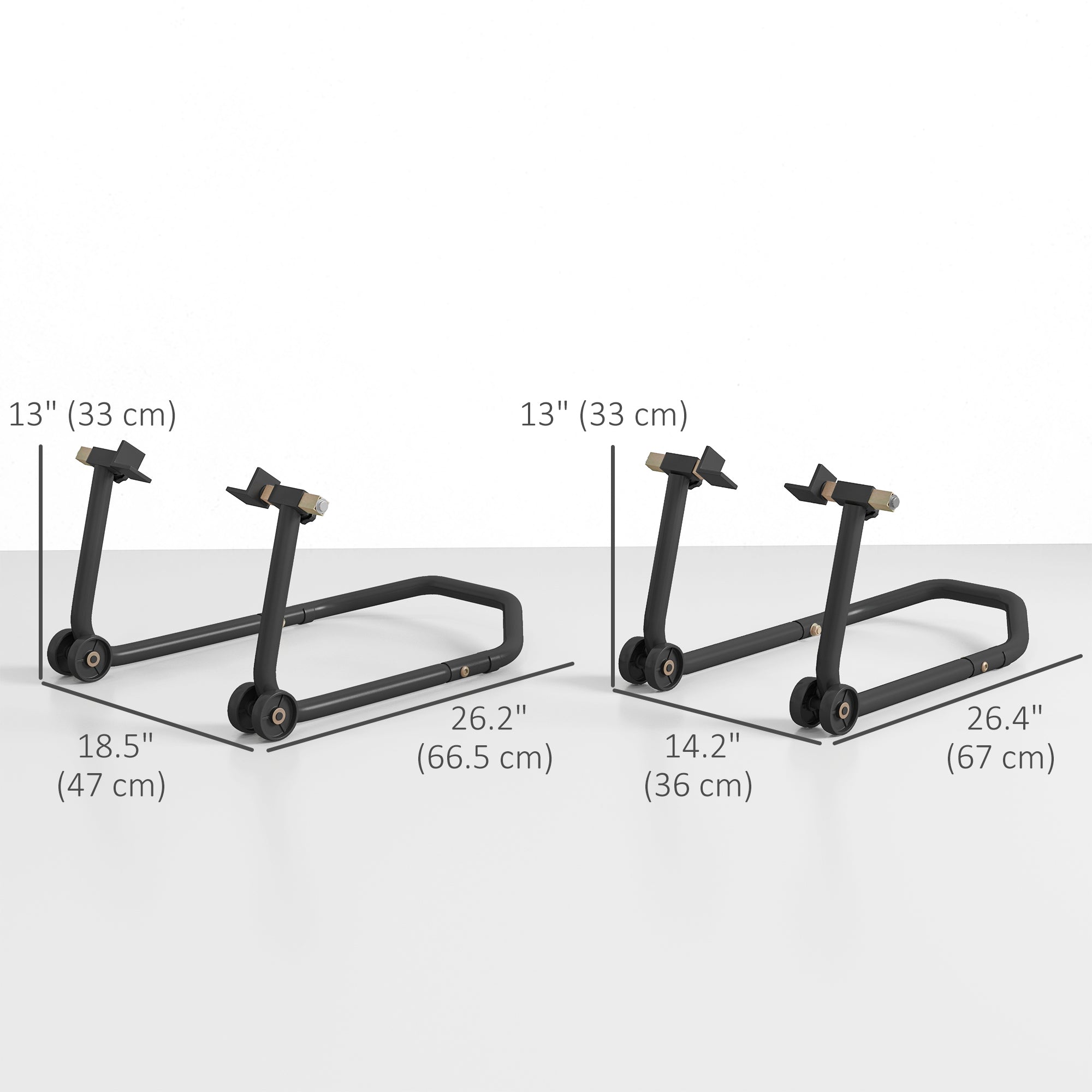 HOMCOM Convertible Motorcycle Stand, Front & Rear Motorcycle Lift with 3 Types of Adaptors, Universal Paddock Lift Stand, Black 