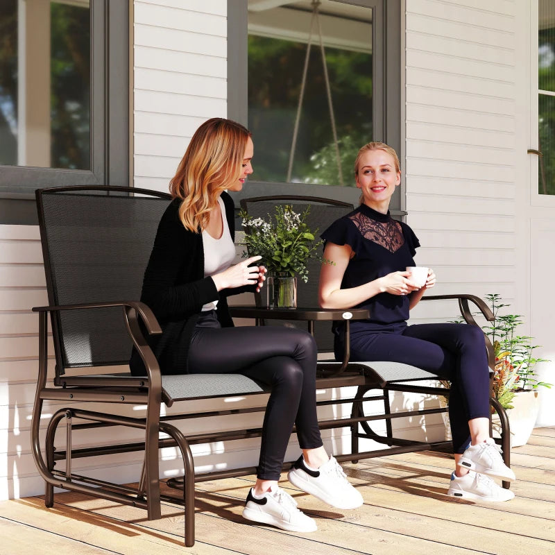 Patio Glider Rocking Chair 2 Person Outdoor Loveseat Rocker Garden Furniture Bench, Black