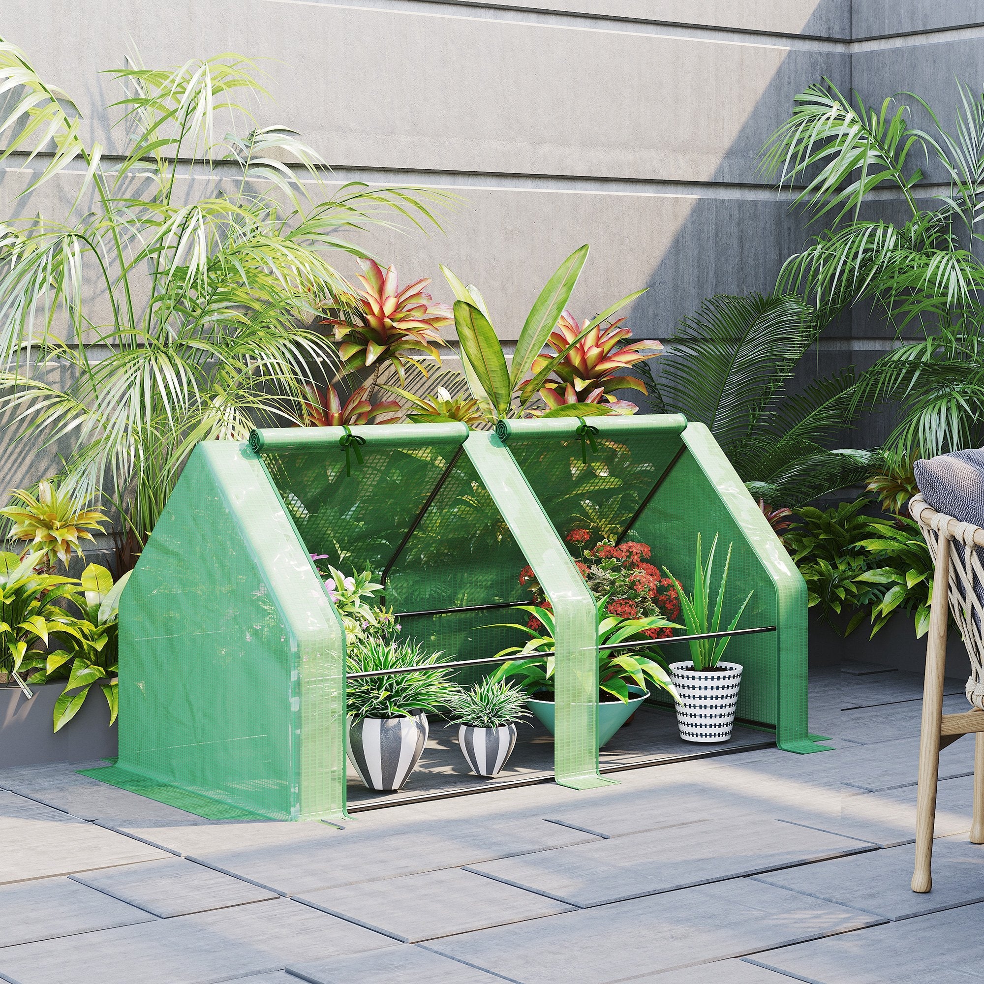 Outsunny Portable Tunnel Grow Pod: 6' x 3' x 3' with Zipper Doors UV PE Cover Outdoor Garden, Green 