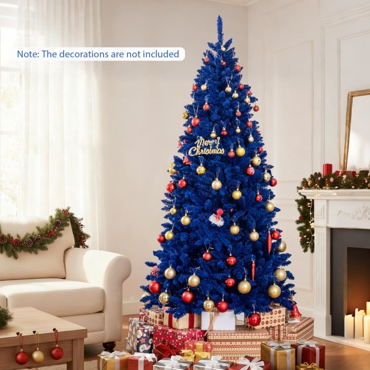 Pre-Lit Artificial Christmas Tree with 340 Blue LED Lights and 3 Modes