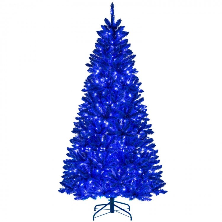 Pre-Lit Artificial Christmas Tree with 340 Blue LED Lights and 3 Modes