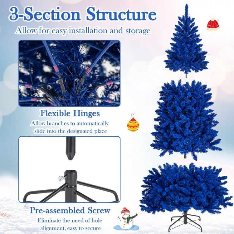 Pre-Lit Artificial Christmas Tree with 340 Blue LED Lights and 3 Modes