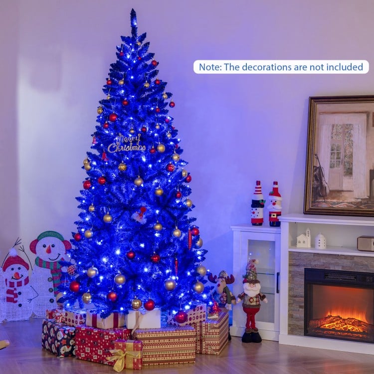 Pre-Lit Artificial Christmas Tree with 340 Blue LED Lights and 3 Modes