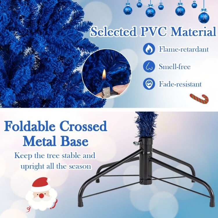 Pre-Lit Artificial Christmas Tree with 340 Blue LED Lights and 3 Modes