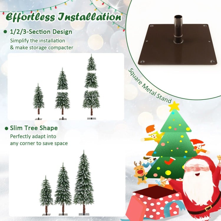 Pre-Lit Christmas Tree Set of 3 - Snowy and Slim
