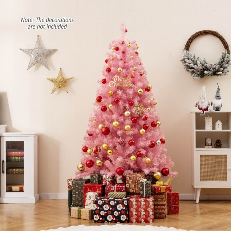 6 ft Pre-Lit Tinsel Christmas Tree Artificial Xmas Tree with Lush Branch Tips Holiday Decoration