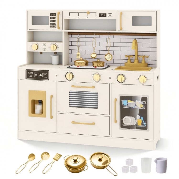 Pretend Toy Kitchen Set with Stoves and Water Dispenser
