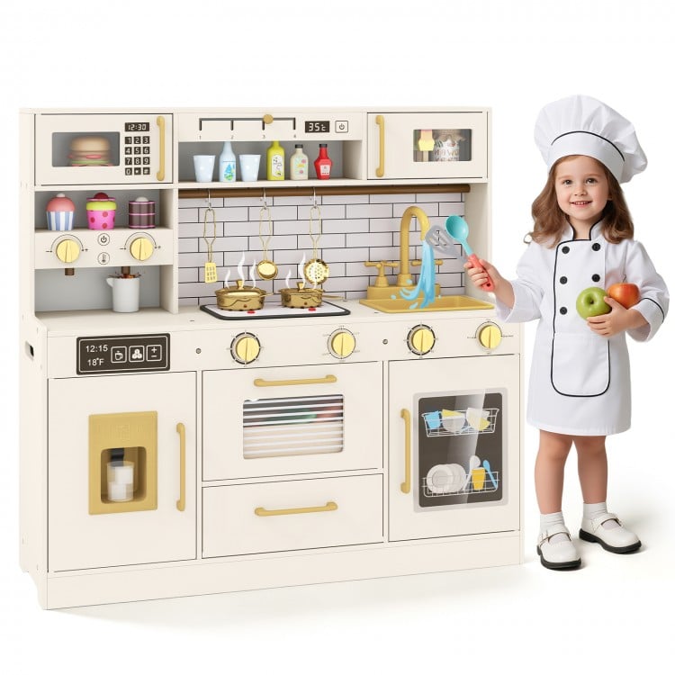 Pretend Toy Kitchen Set with Stoves and Water Dispenser