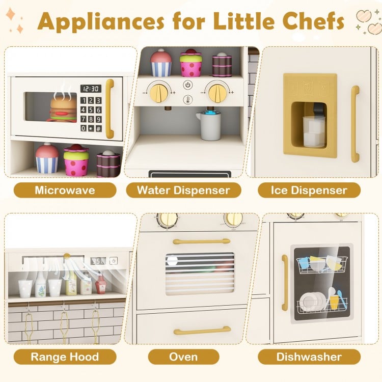 Pretend Toy Kitchen Set with Stoves and Water Dispenser