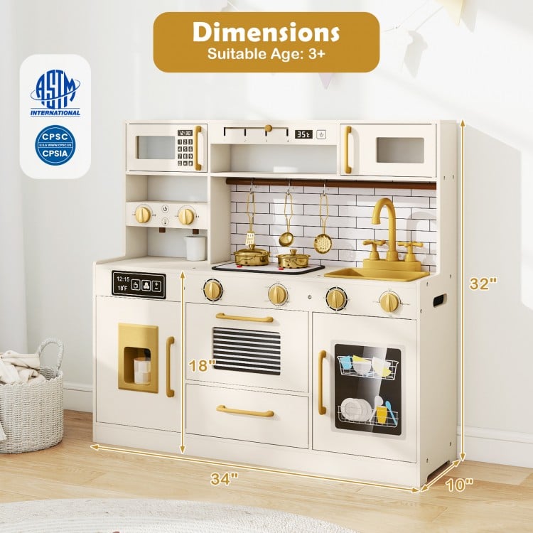 Pretend Toy Kitchen Set with Stoves and Water Dispenser