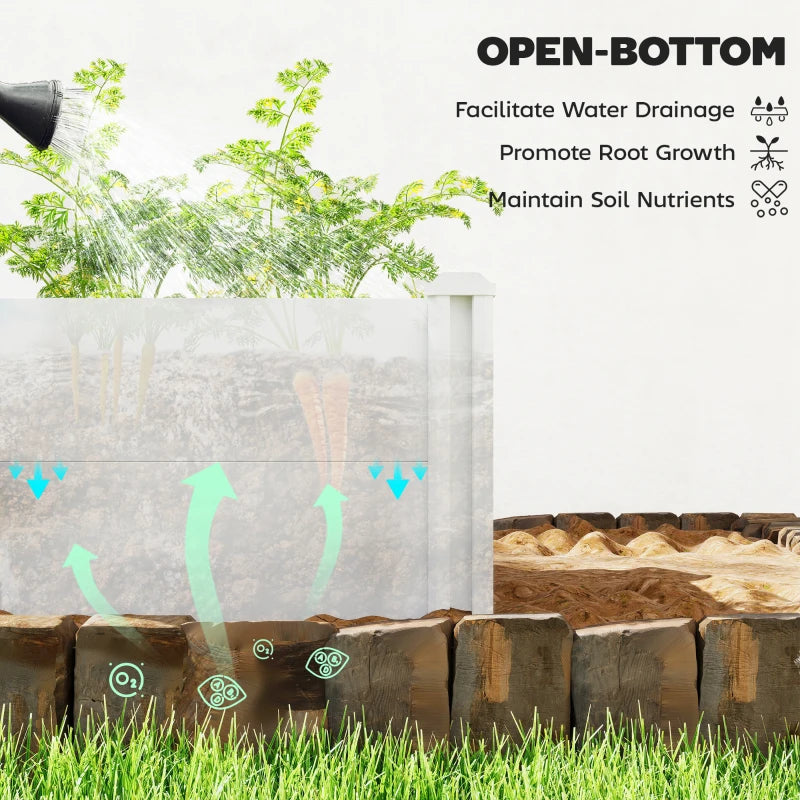 Vinyl Raised Garden Bed Kit, 3 x 3 x 1ft Modular Elevated Garden Box with Slotting Legs and Open Bottom, White