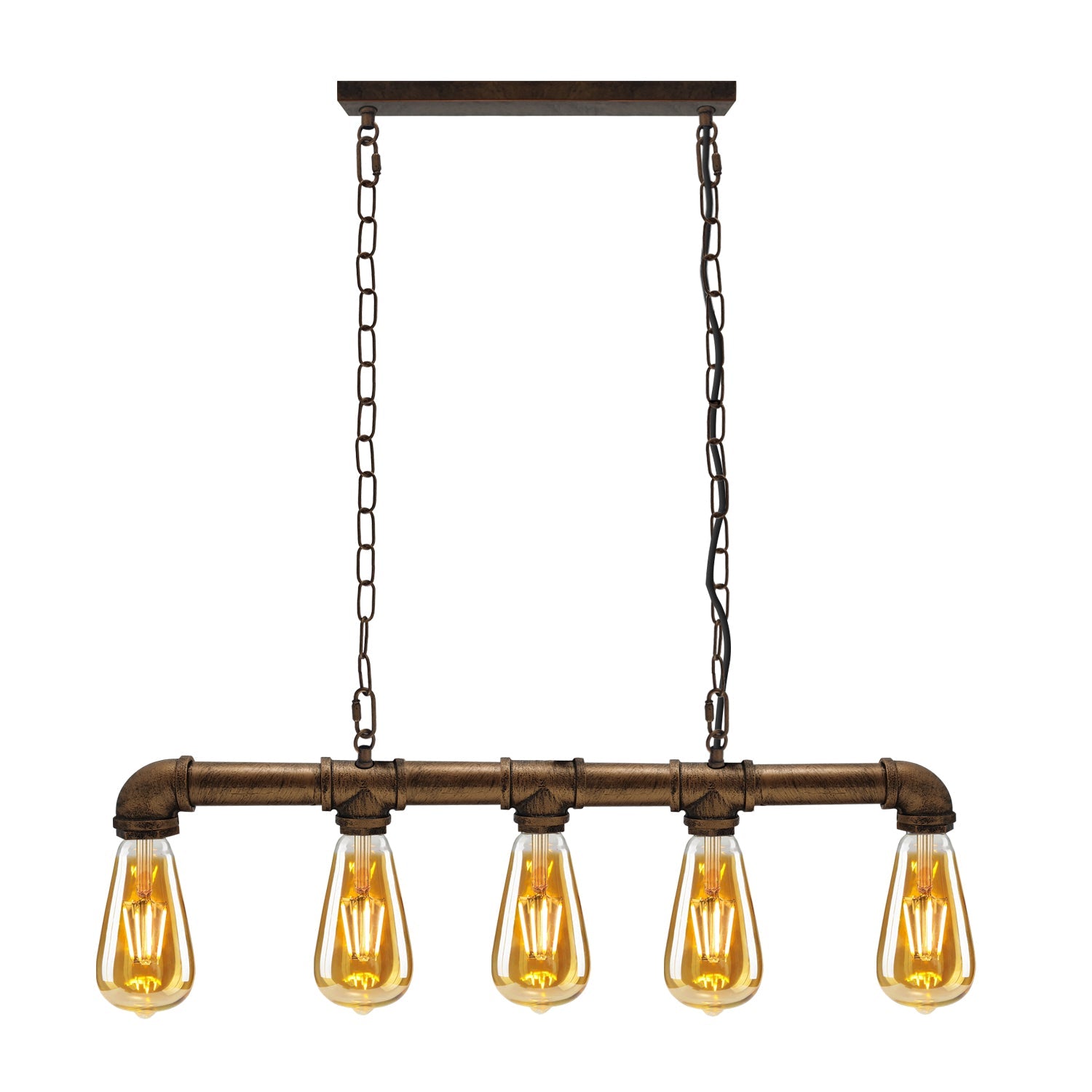 Waterpipe Ceiling Light 5 Light Chandelier Brushed Copper 