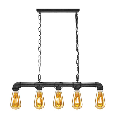 5-Head Water-Pipe Ceiling Light in Black~1341 