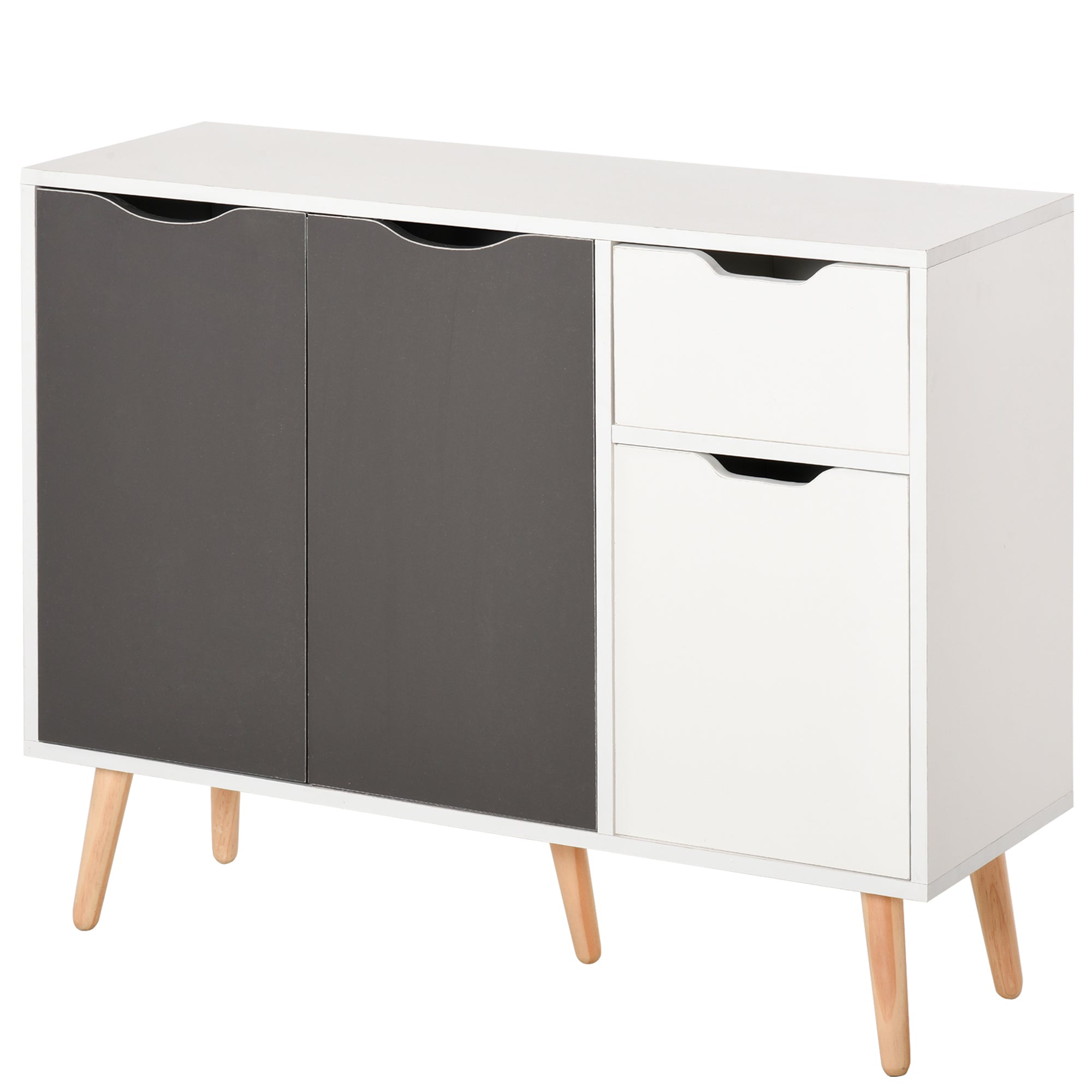 HOMCOM 28" Sideboard Sophistication: Storage Cabinet with Drawer, Solid Frame for Bedroom, Living Room, Home Office, Grey 