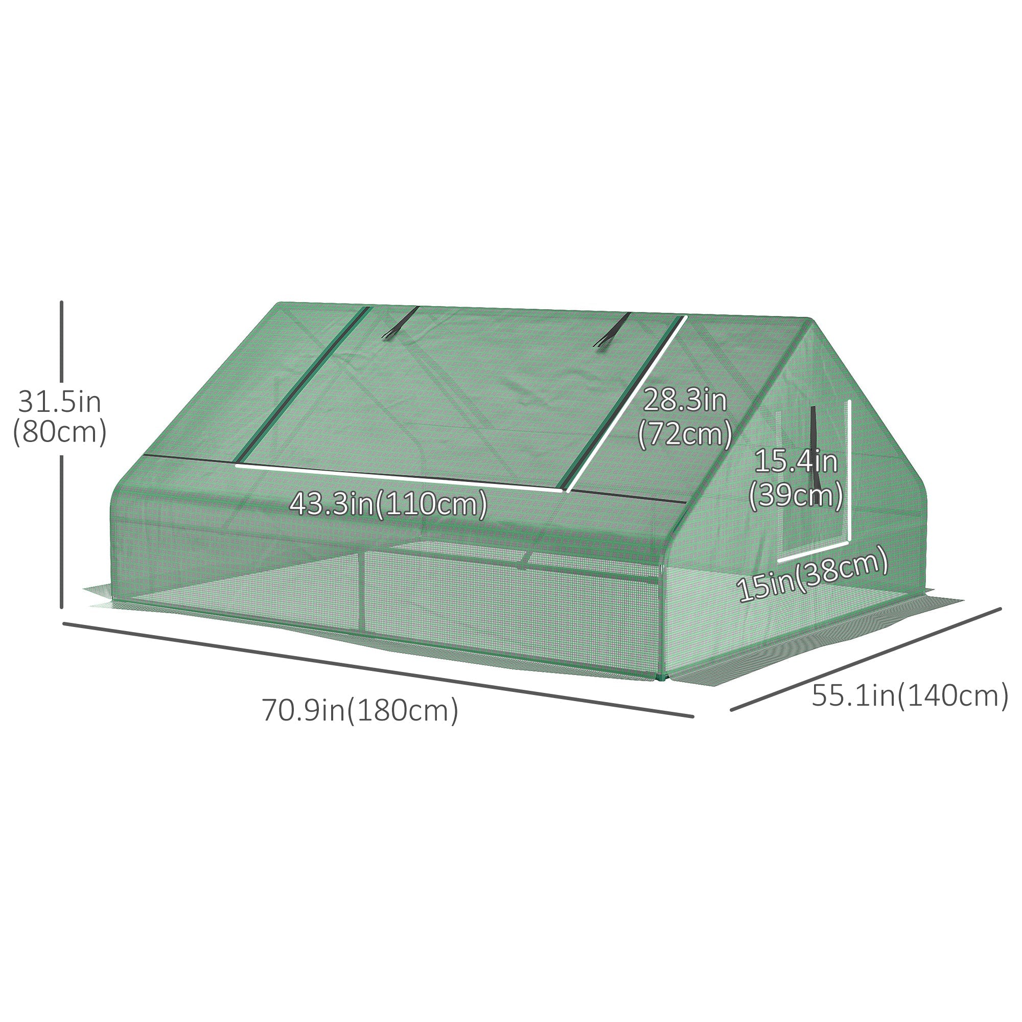 Outsunny Mini Portable Grow Chamber: 71" x 55" x 32" Hot House for Plants with 2 Large Windows Ground Nails, Outdoor Indoor 