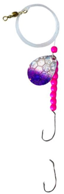 Double Hook Colorado Spinner – Purple Scale Blade Lure 