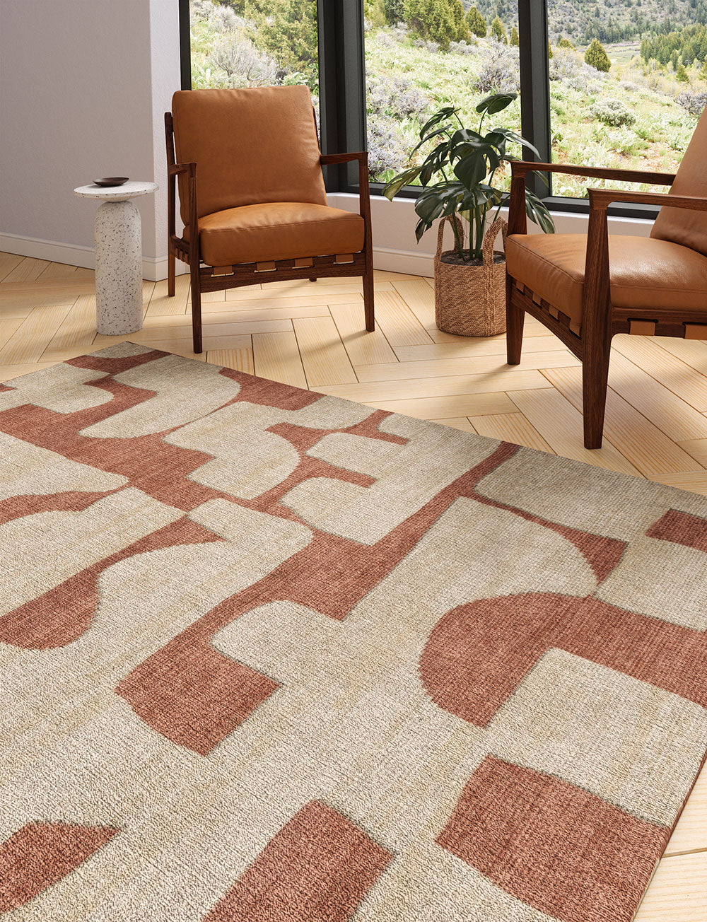 Puzla Orange Natural Rug 