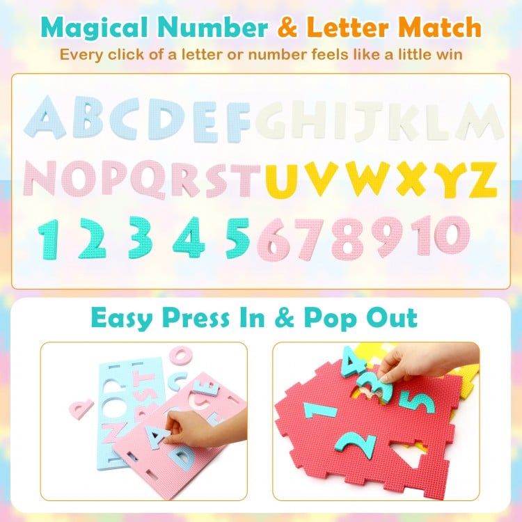 Puzzle Floor Mats with Interlocking Alphabet and Number for Kids