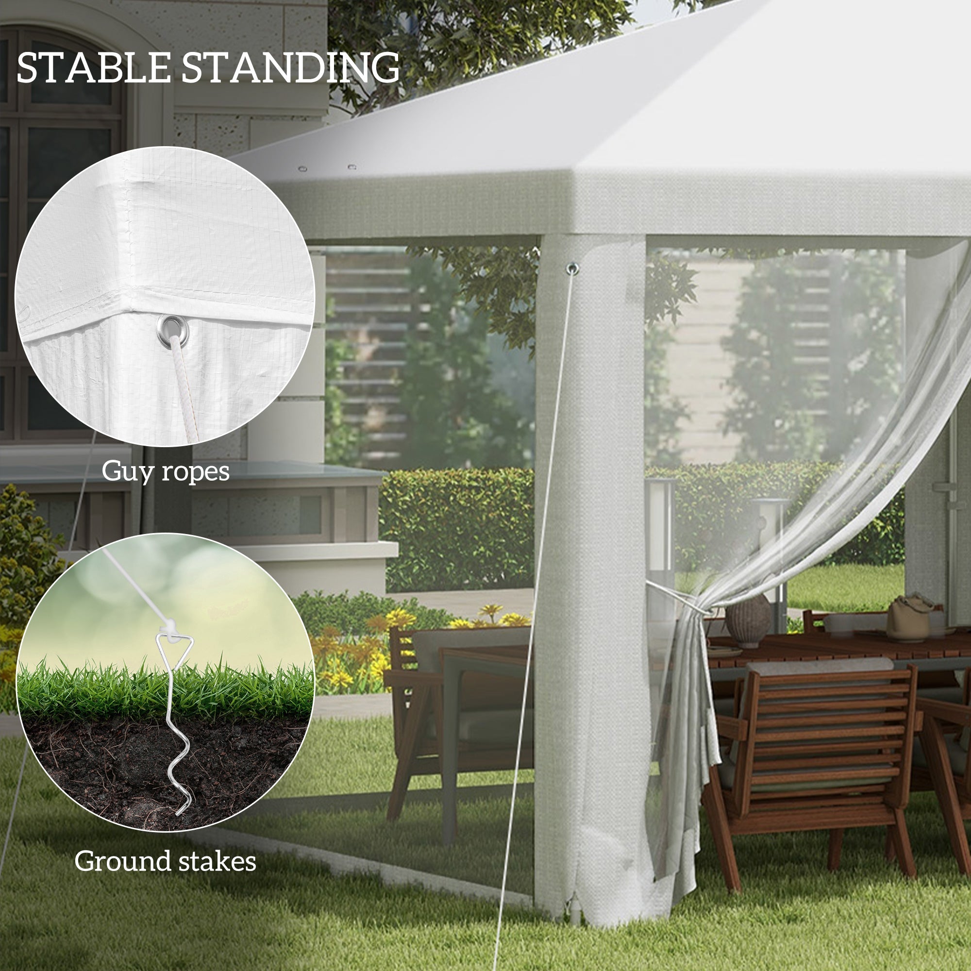 Outsunny Shaded Sanctuary: 19x9ft Party Tent Gazebo Canopy, Outdoor Sun Shade with Mosquito Netting, White Elegance 