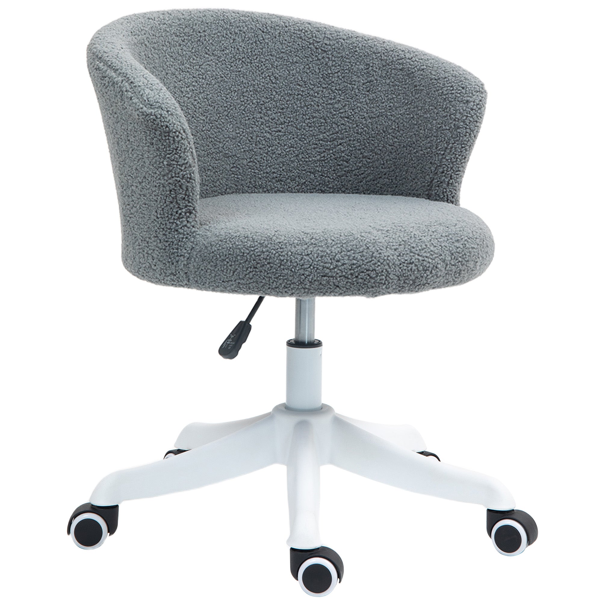 Vinsetto Armless Office Chair, Fluffy Computer Desk Chair with Adjustable Height, Swivel Wheels, Mid Back, Grey 