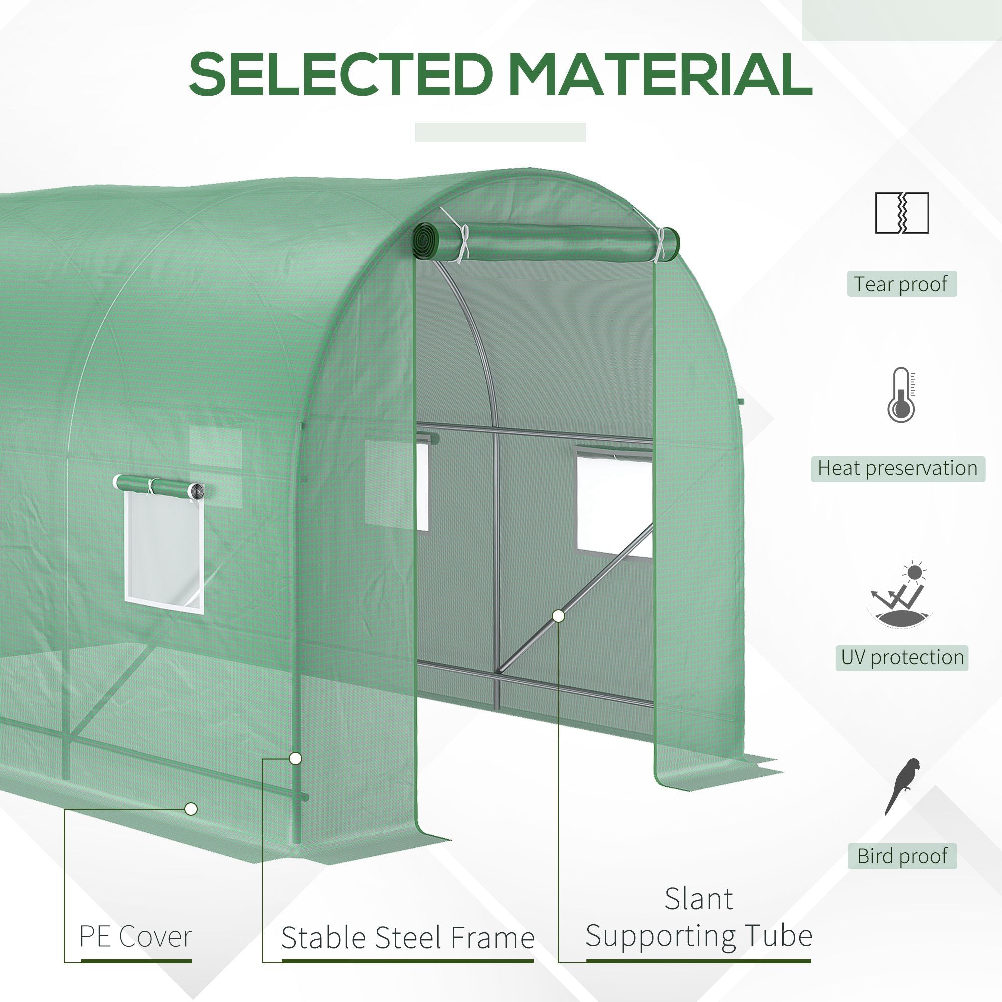 Outsunny Walk-in Tunnel Grow House: 11.5x6.6 Outdoor Plant Growing Hot House with Roll Up Door 
