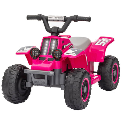 Qaba 6V Kids ATV Quad, 4 Wheeler Battery Powered Electric Ride on Car w/ Lights, Forward Backward, for 3-6 Years, Pink 