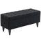 Storage Ottoman, Linen Fabric End of Bed Bench with Button Tufted Storage Bench for Bedroom, Black