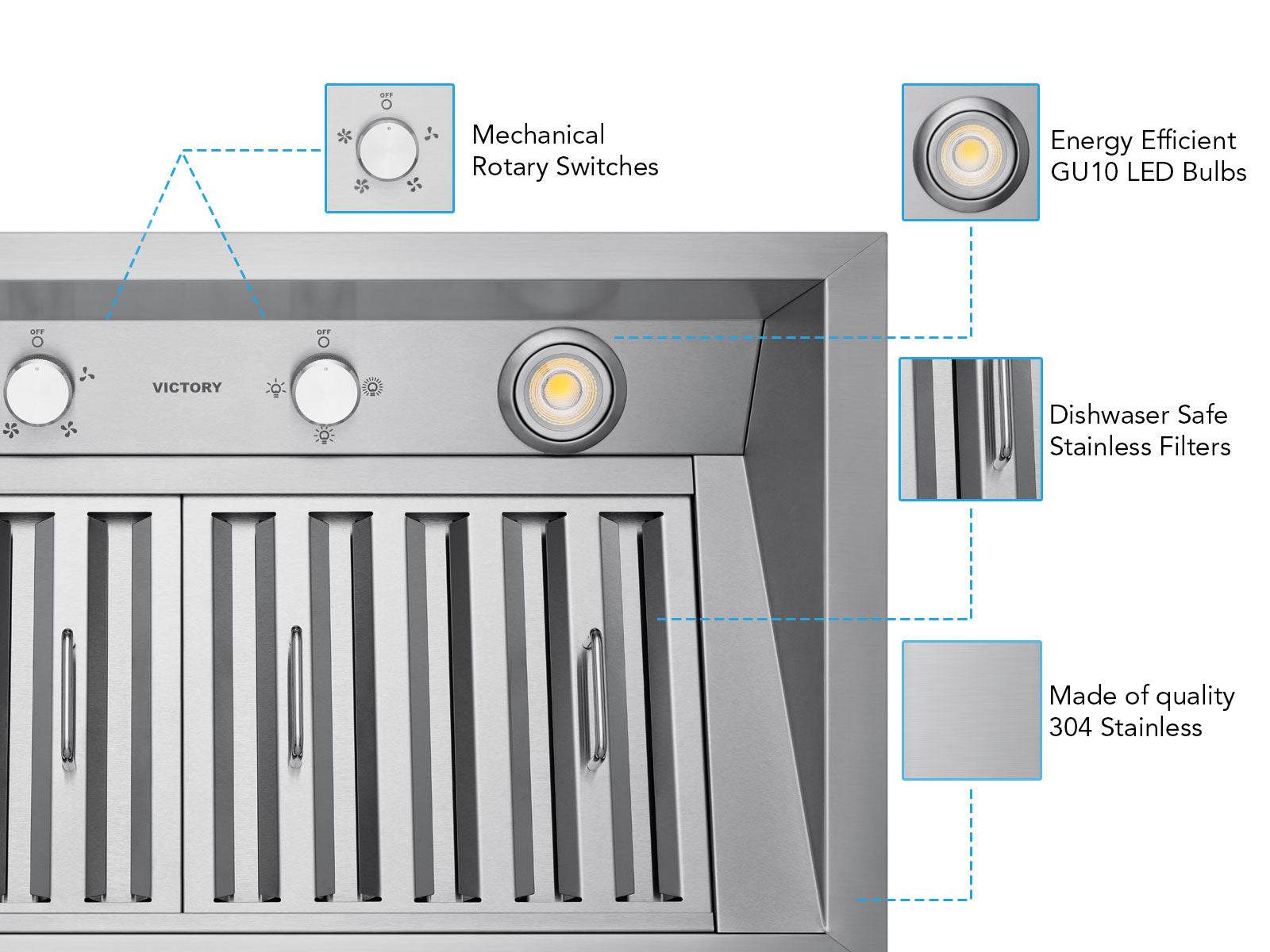 42 Inch 700 CFM Range Hood Insert - VICTORY Q2 