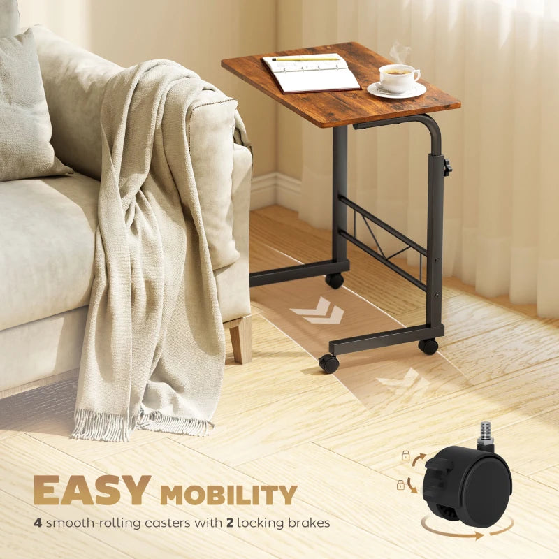 Mobile Standing Desk with Adjustable Height, 23.5 inch Stand Up Desk with Wheels, Rustic Brown