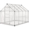 Outsunny 6' x 8' x 6.6' Polycarbonate Greenhouse, Walk-In Green House Kit Garden, Plants Grow, Galvanized Sheet Aluminum Frame with Rain Gutter, Vent and Sliding Door, Silver