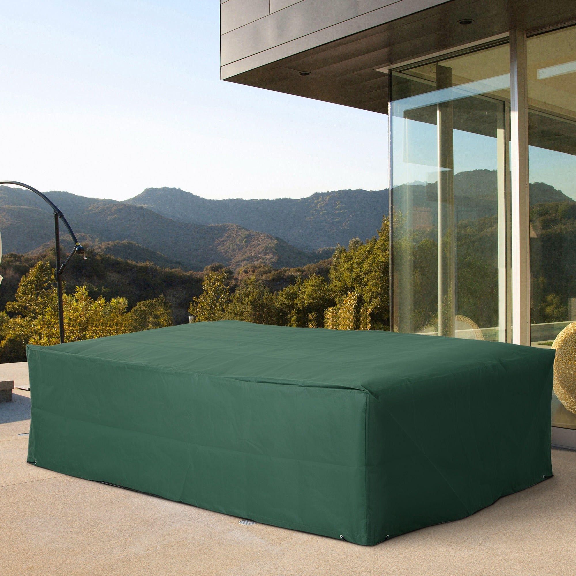 Outsunny Patio Furniture Cover Waterproof Outdoor Rattan Wicker UV Rain Protector Dark Green for 5-7 Pieces 