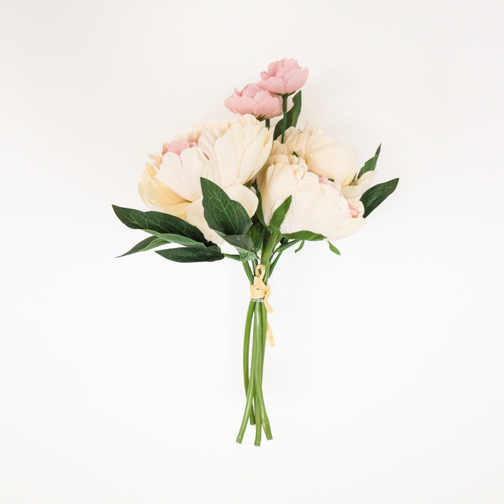 Peach Pink And Cream Artificial Peony Flower Bouquet 13’’X8’’ 