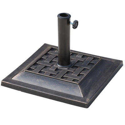 Outsunny Resin Square Umbrella Base: Coated Pole Stand for Patio Market Parasols, Bronze 