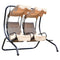 Outsunny Luxury Metal Swing Chair 2 Seater Hammock Heavy-Duty with Canopy Cushions Beige