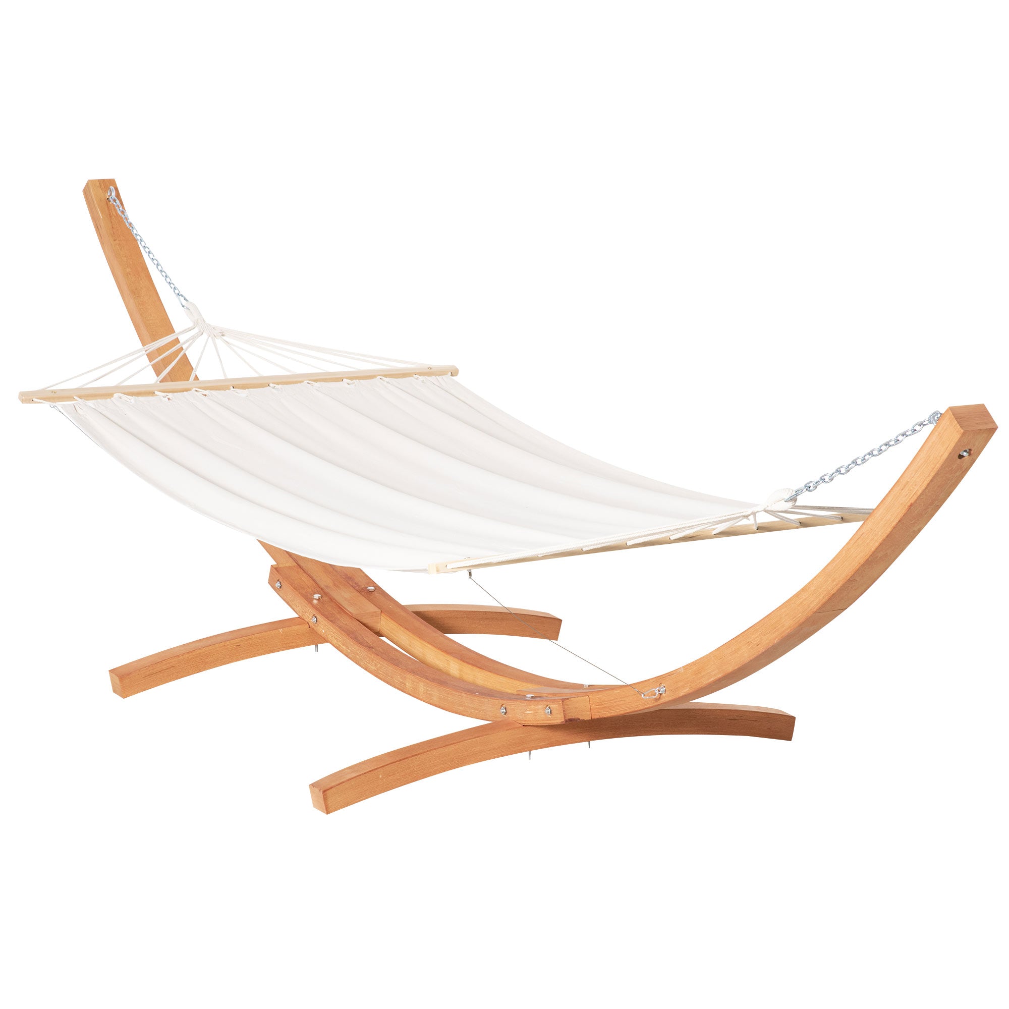 Outsunny Wooden Hammock Stand Outdoor Arch Hammock Bed w Straps Hooks Camping Gear White 
