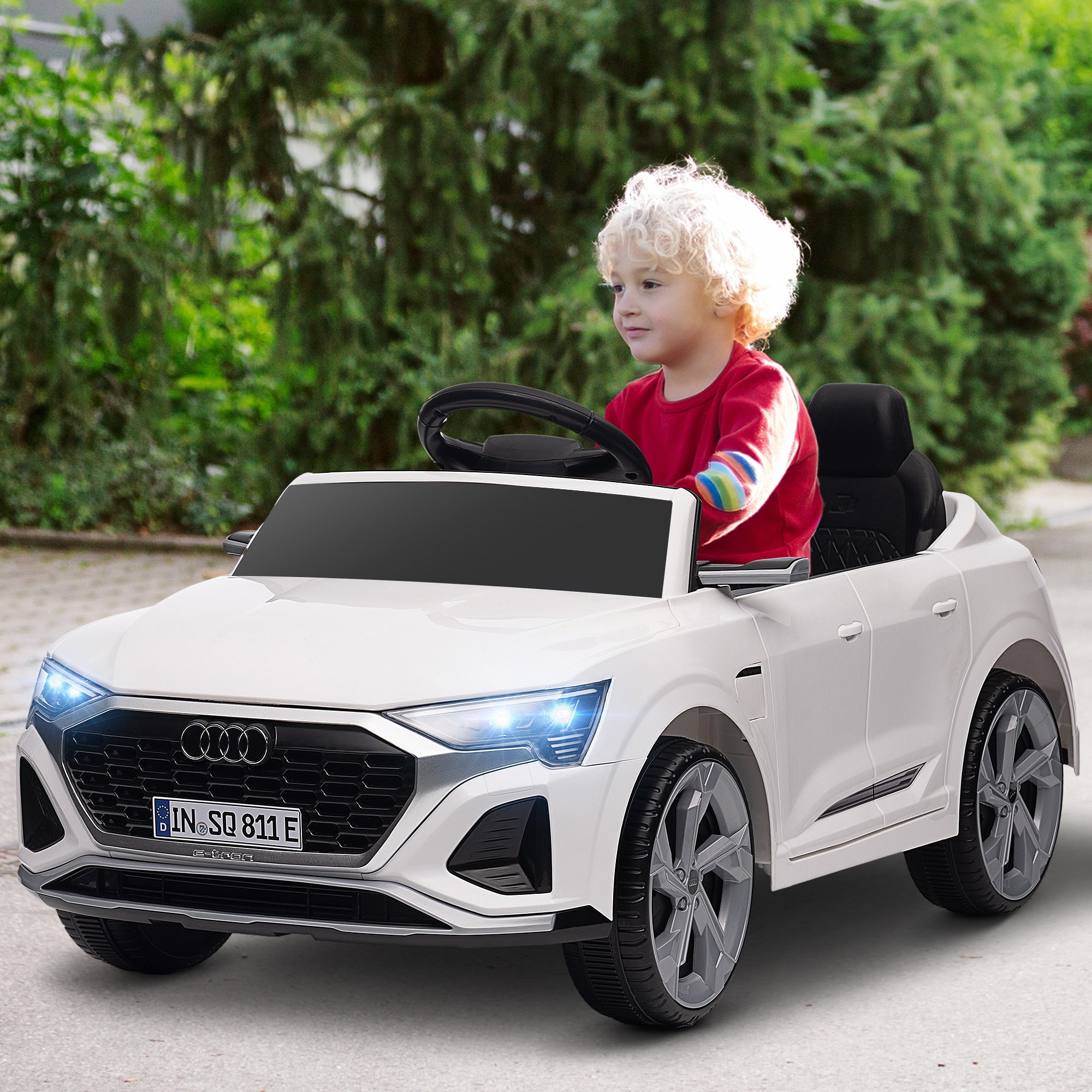 Qaba 12V Battery Powered Kids Electric Car, Audi Q8 etron Sportback Licensed Ride on Car w/ Remote Control, White 