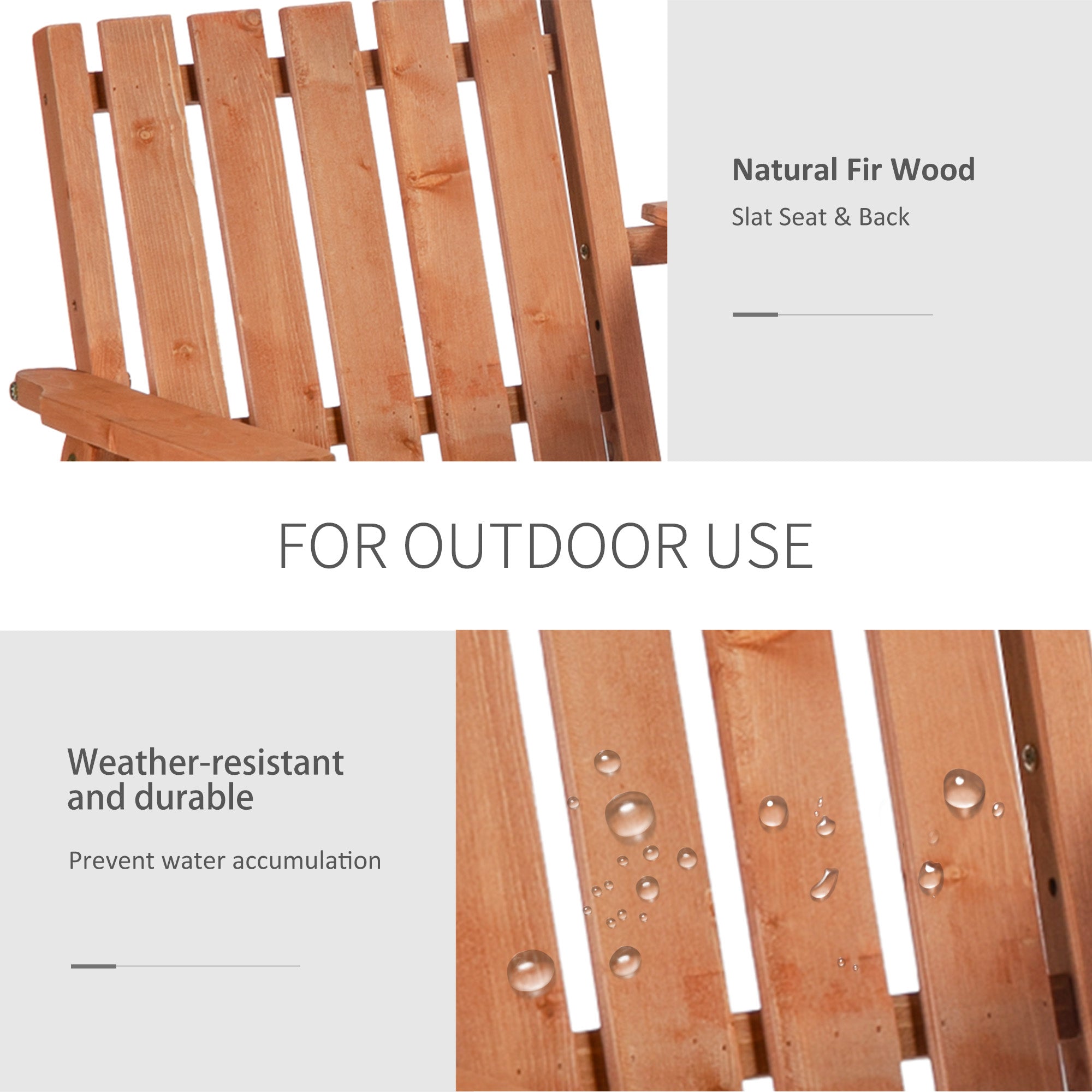 Outsunny Garden Bench for 2 Persons with Middle Table and Umbrella Hole, 2-Seater Outdoor Wooden Bench with Slat Design, Orange 