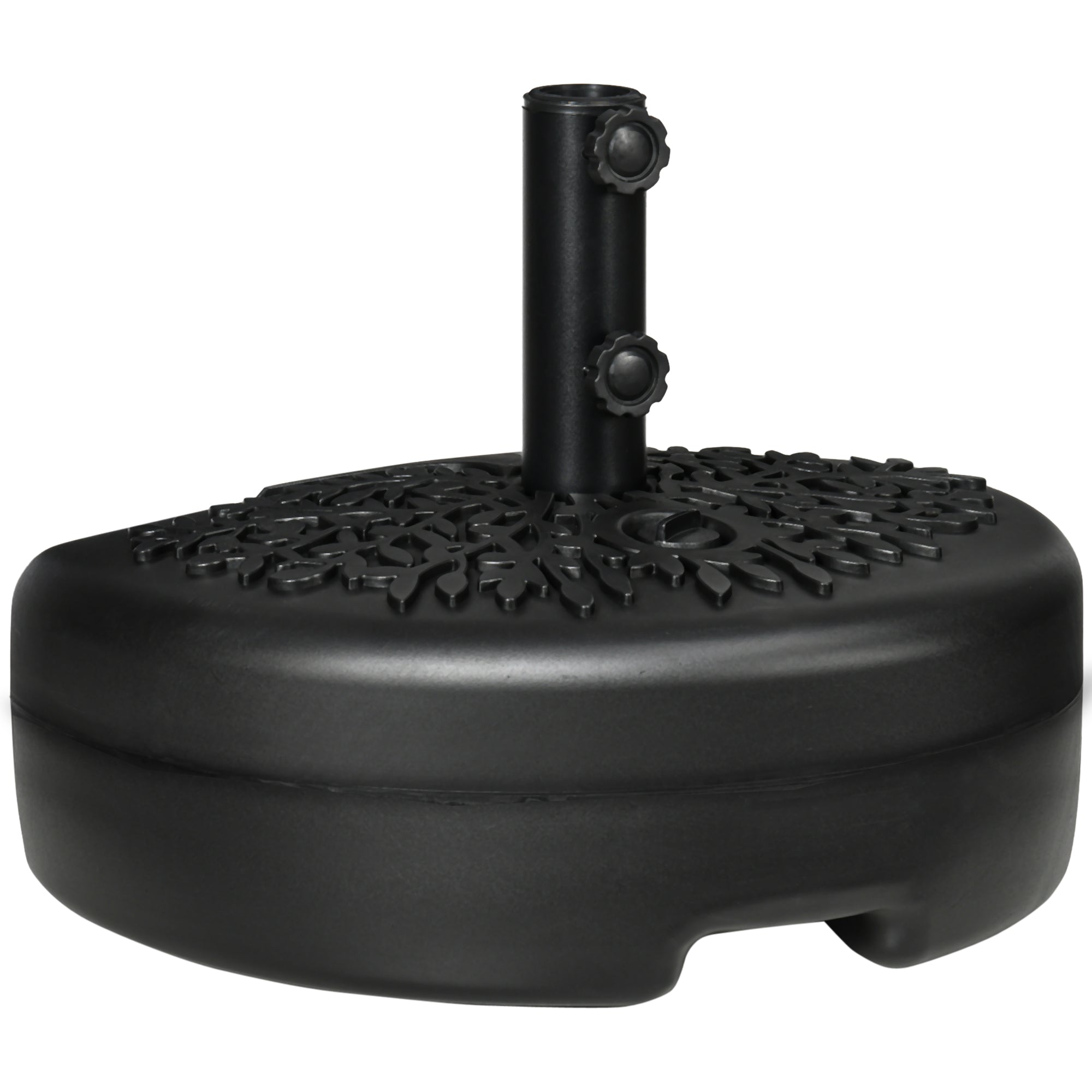 Outsunny Half Round Umbrella Base Stand: Sand/Water Fillable 40lb Capacity Outdoor Stability Black 
