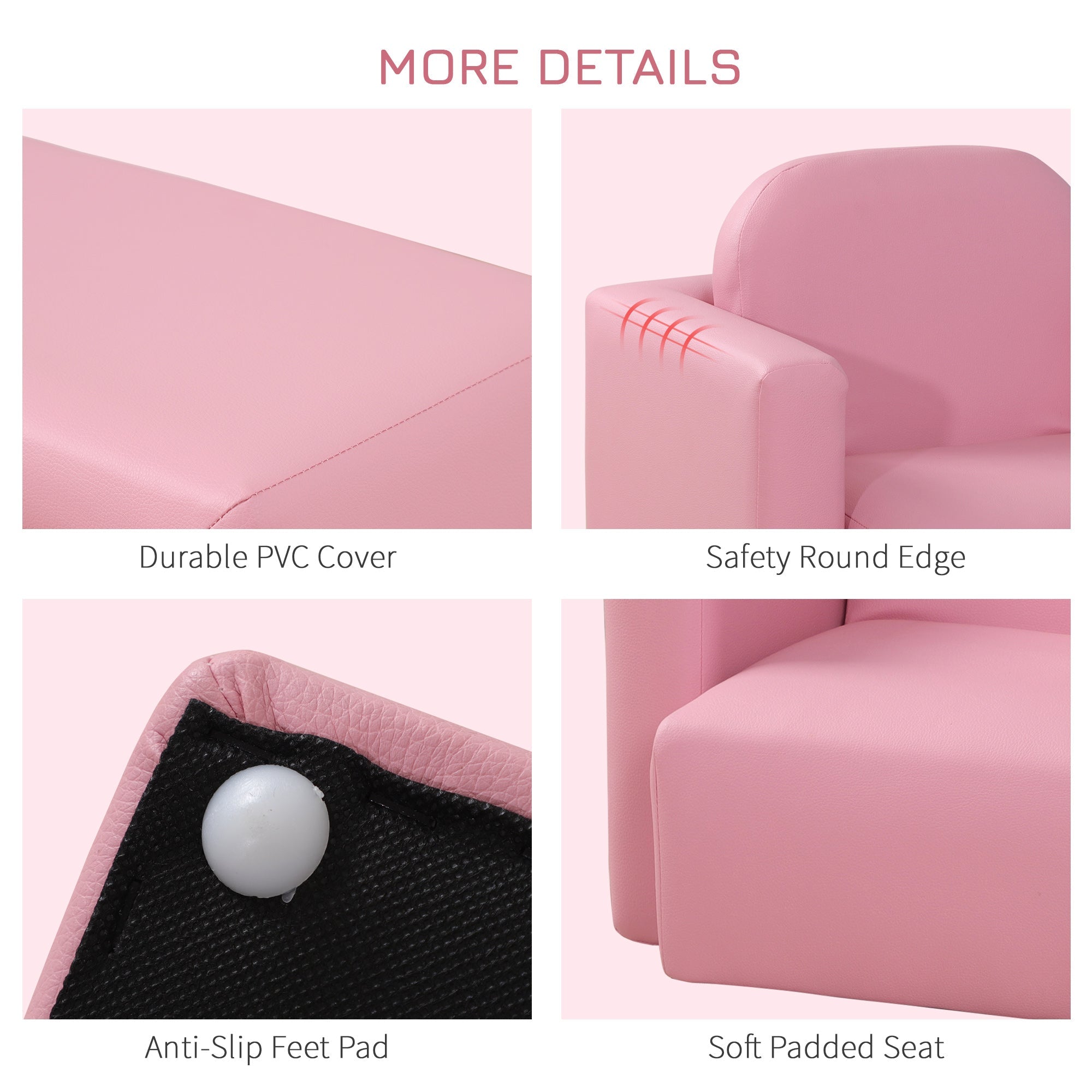 Qaba 2-in-1 Kids Convertible Table & Sofa Chair Set, Pink Multifunctional Toddler Armchair and Activity Couch 