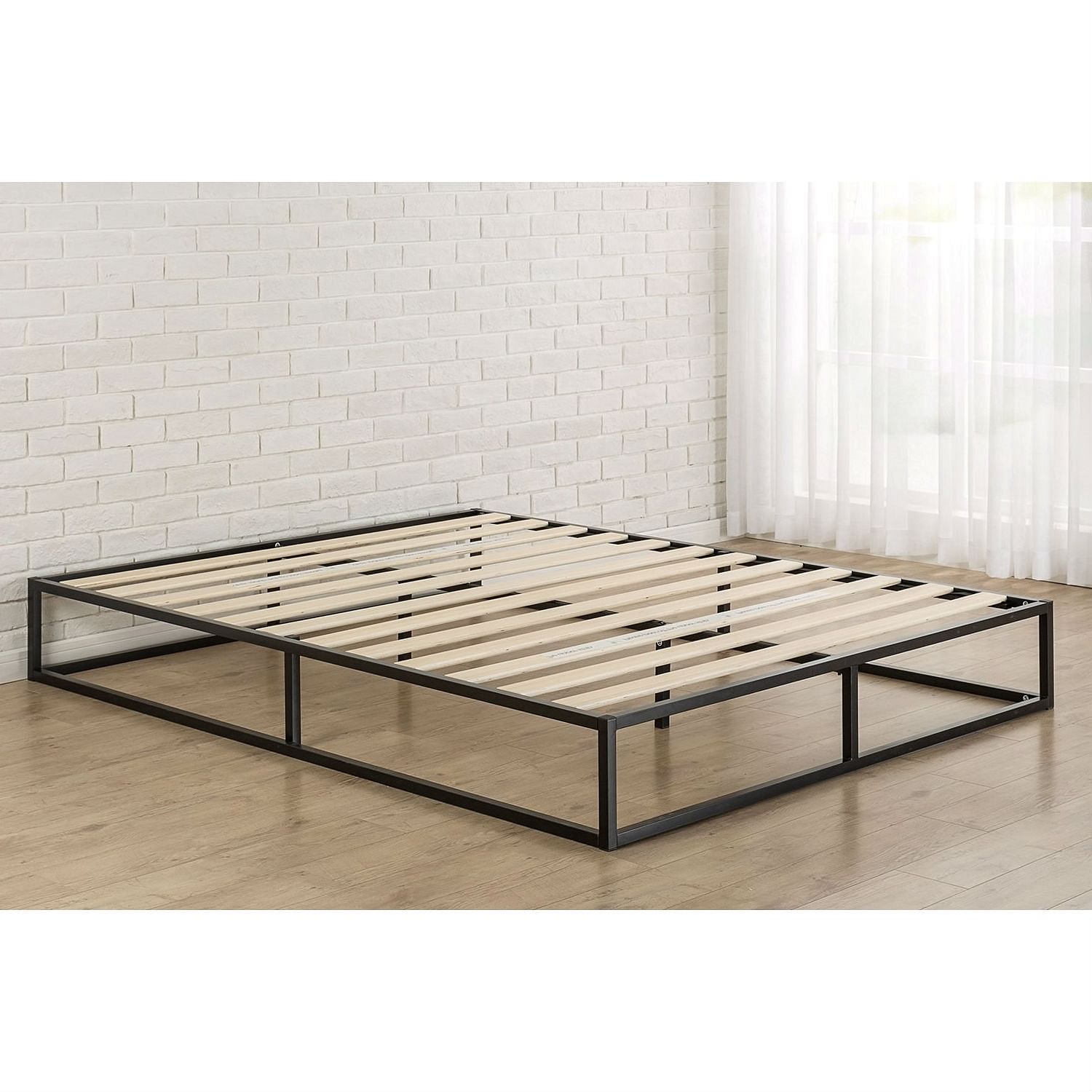 Queen size Modern 10-inch Low Profile Metal Platform Bed Frame with Wood Slats - Free Shipping