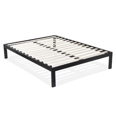 Queen size Modern Black Metal Platform Bed Frame with Wood Slats - Free Shipping 