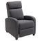 Fabric Recliner Sofa Manual Recliner, Home Theater Seating Single Reclining Sofa Chair with Padded Seat for Living Room, Dark Grey