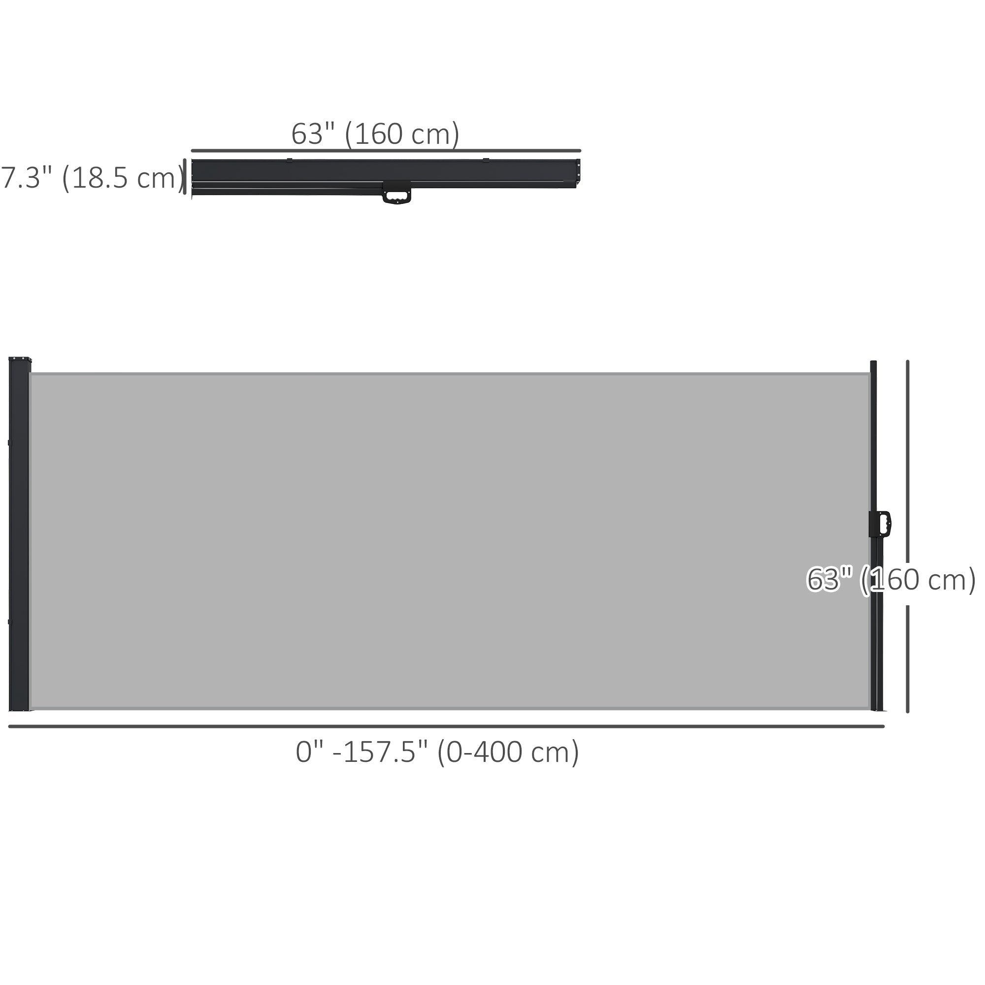 Outsunny 13' x 5' Retractable Side Awning, Outdoor Privacy Screen for Garden, Hot Tub, Balcony, Terrace, Pool, Light Grey 