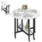 Folding Dining Table, Drop Leaf Table with Open Shelf, Rolling Kitchen Table for Dining Room, Small Spaces, White Marble
